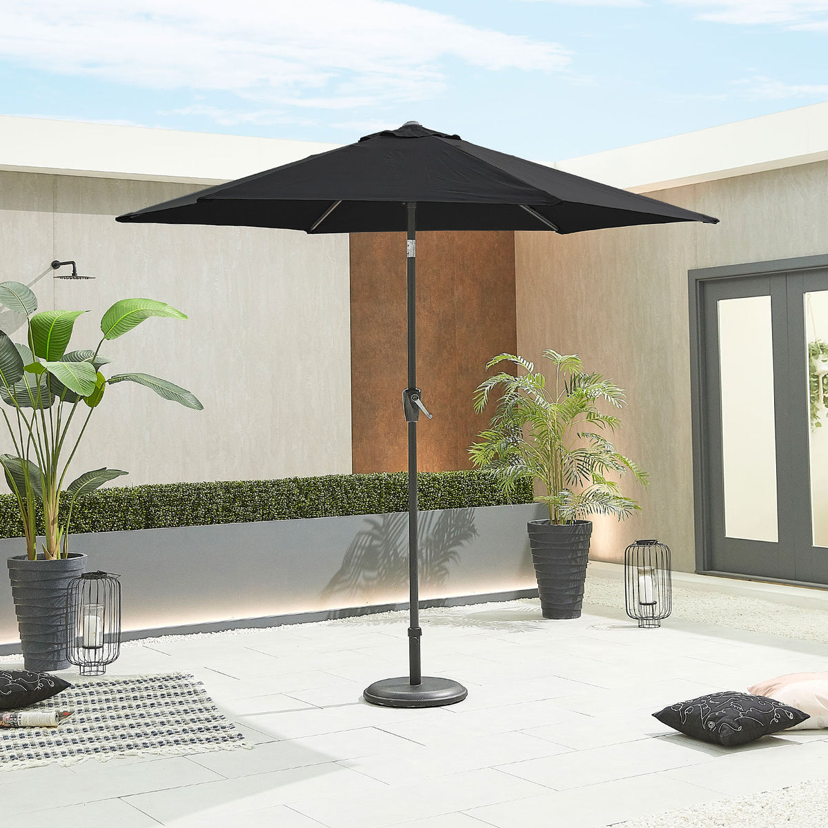 Nova Lyra Aluminium Parasol, 2.7m Round, Black, N15258