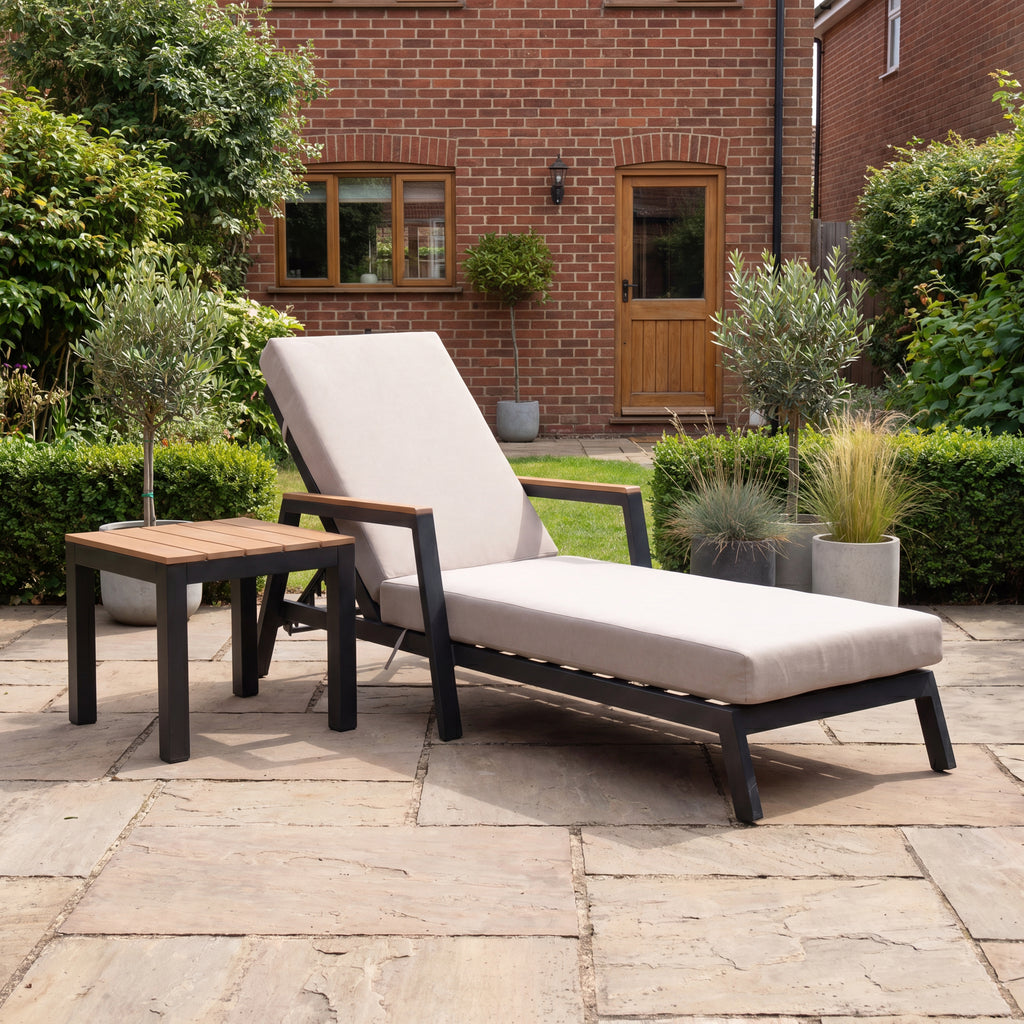 Nova Heidi Sun Lounger Set of 2 with Square Side Table, N25011