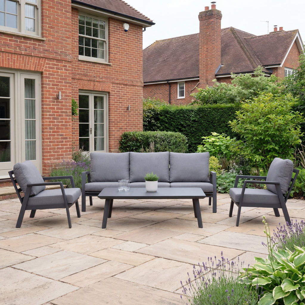 Nova Phoenix 3 Seater Sofa Lounging Set with Rectangular Coffee Table, Grey, N25028