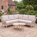 Nova Autumn Corner Sofa Lounging Set with Round Coffee Table & Side Table, Beige, N27121