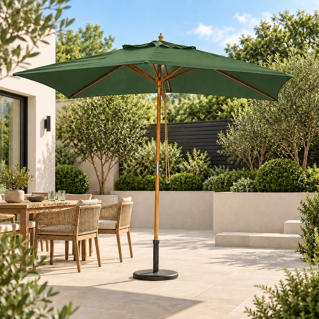 Nova Sylva Wooden Parasol, 3m x 2m Rectangular, Green, N15291