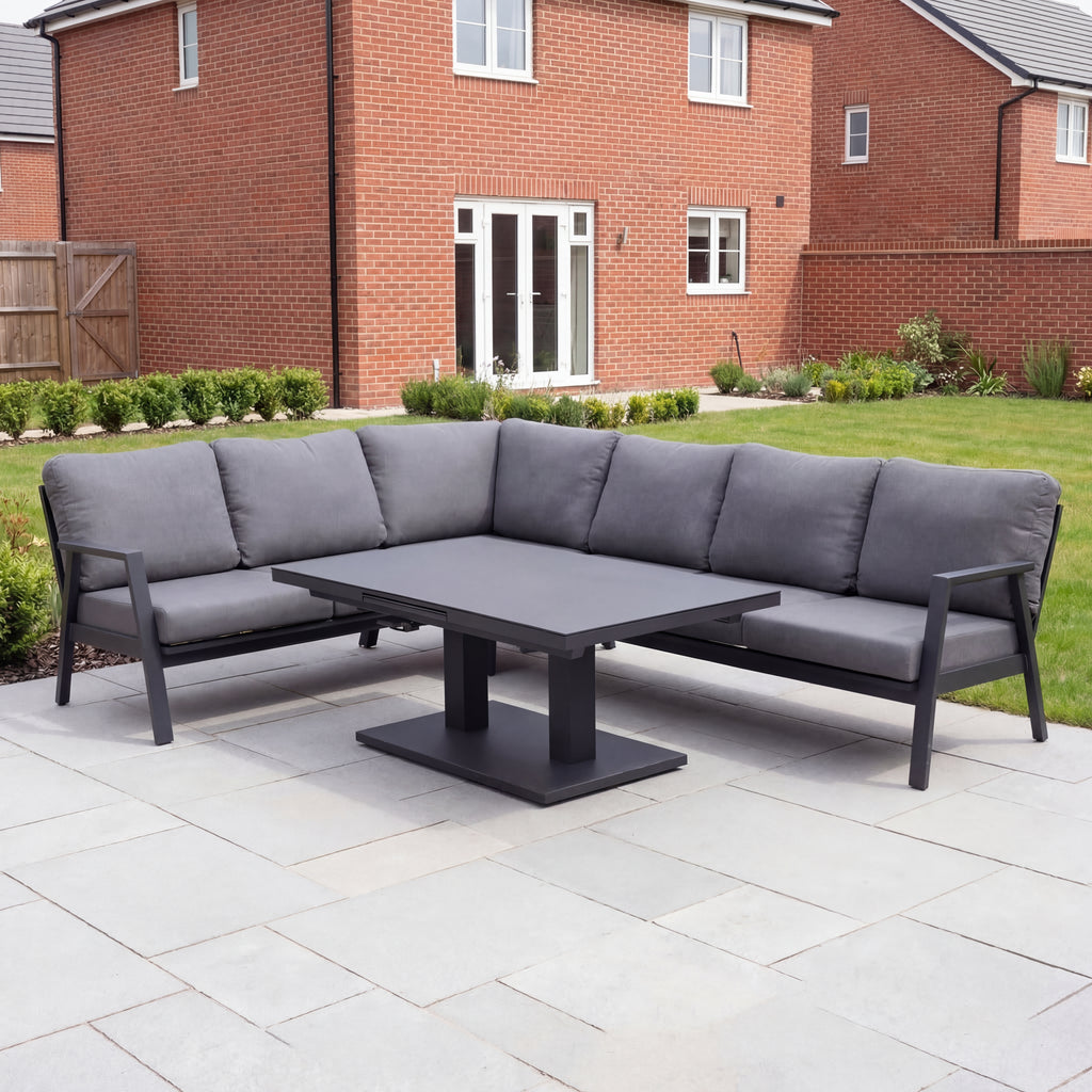 Nova Phoenix L-Shaped Corner Sofa Lounge Dining Set with Rectangular Rising Table, N25019