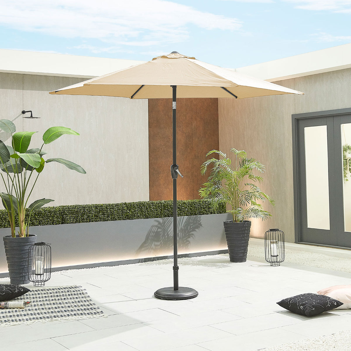 Nova Lyra Aluminium Parasol, 2.7m Round, Beige, N12094