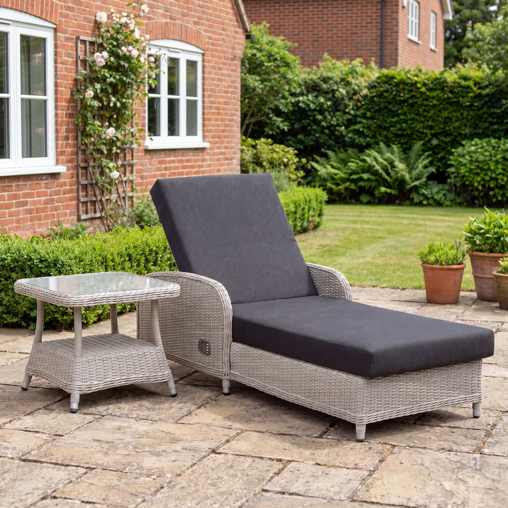Nova Avery Sun Lounging Set with Square Side Table, Grey, N27099