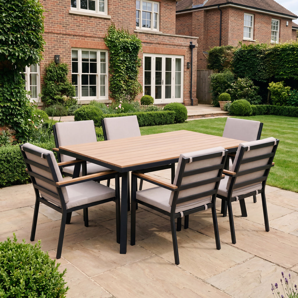 Nova Heidi 6 Seat Dining Set with 1.5 x 1.0m Rectangular Table, N25015