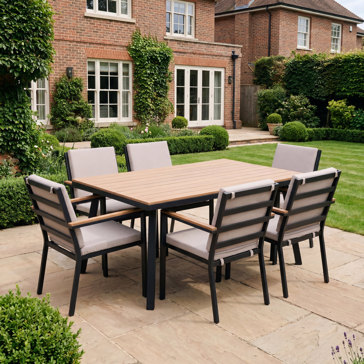 Nova Heidi 6 Seat Dining Set with 1.5 x 1.0m Rectangular Table, N25015