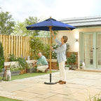 Nova Sylva Wooden Parasol, 2m Round, Navy, N15273