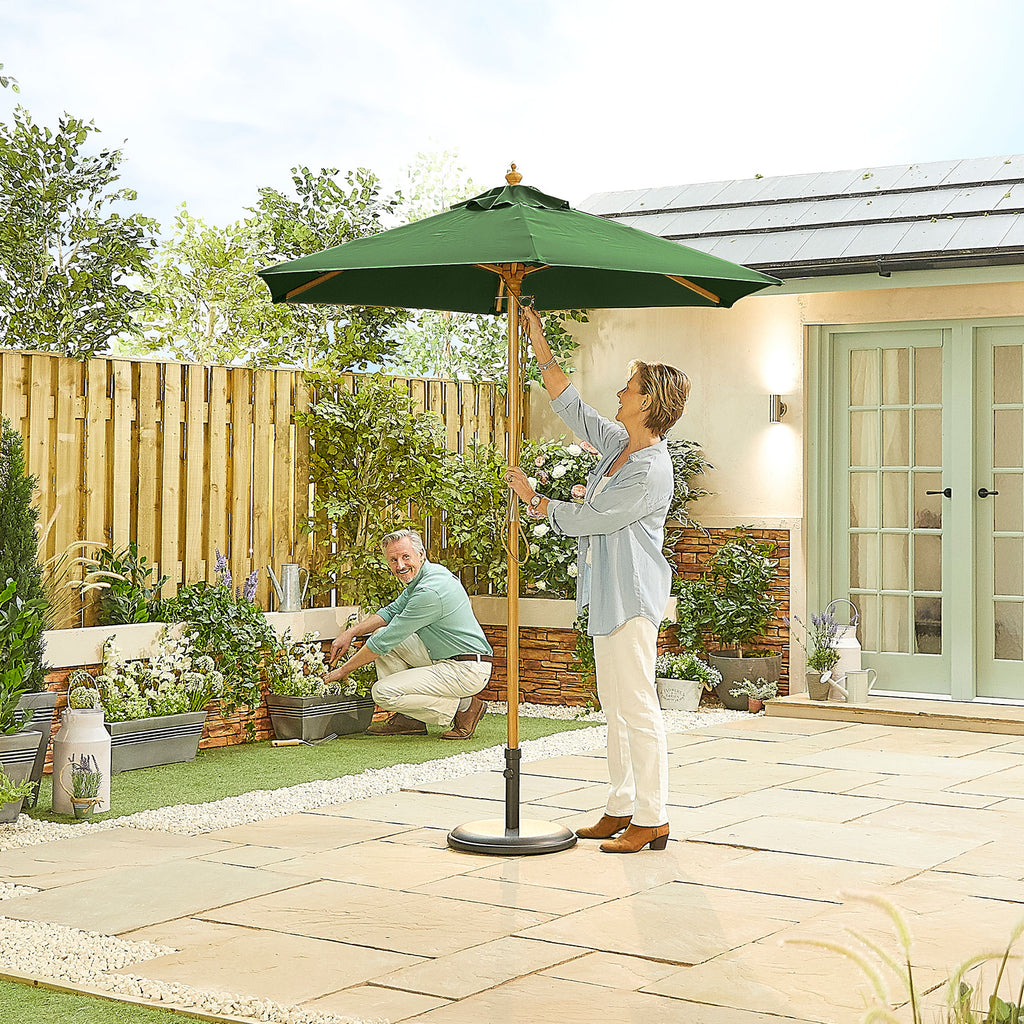 Nova Sylva Wooden Parasol, 2m Round, Green, N15271
