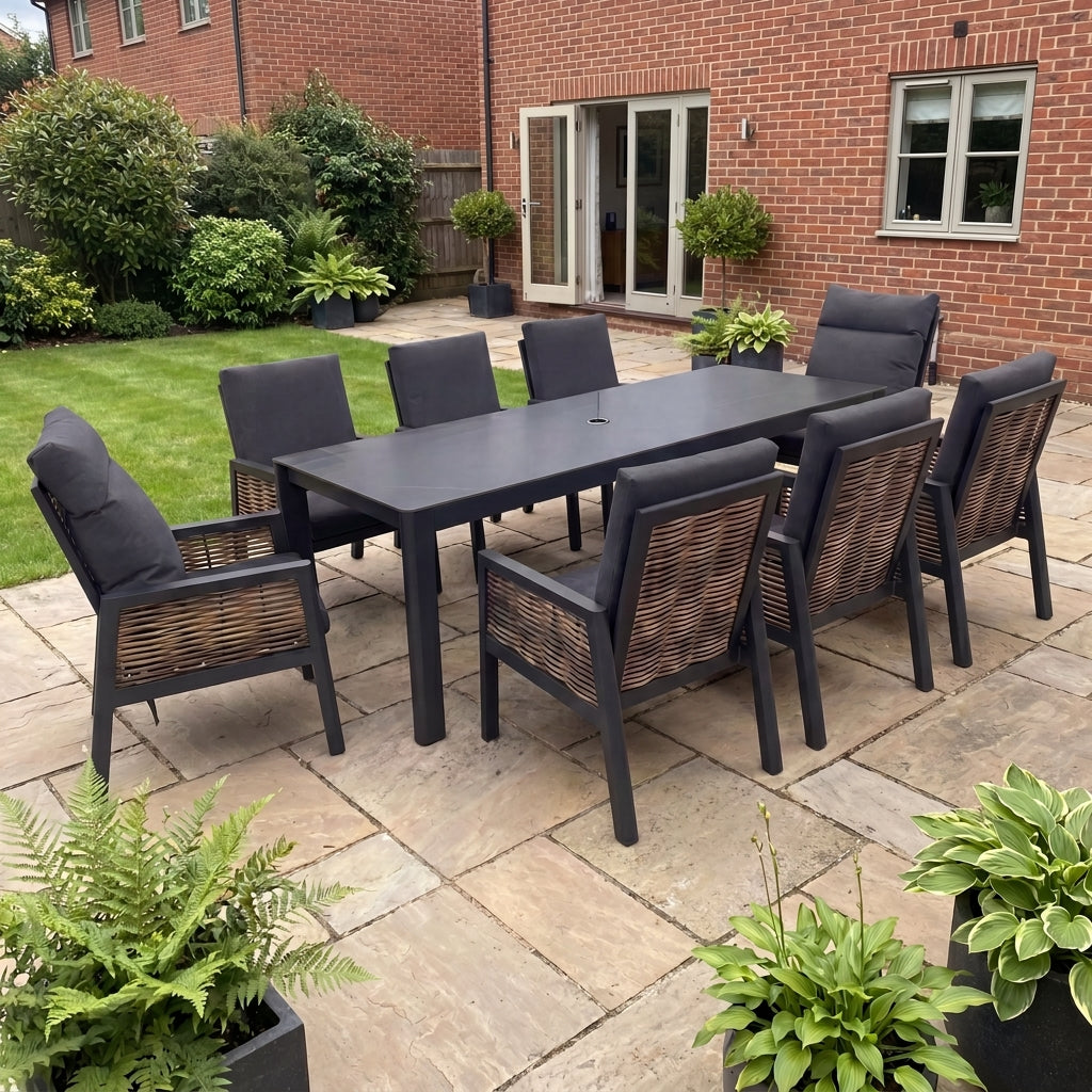 Nova Oscar 8 Seat Dining Set with 2.4 x 0.9m Rectangular Table, Beige, N27022