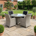 Nova Avery 4 Seat Dining Set with 1.2m Round Table (Clear Glass), Grey, N27102