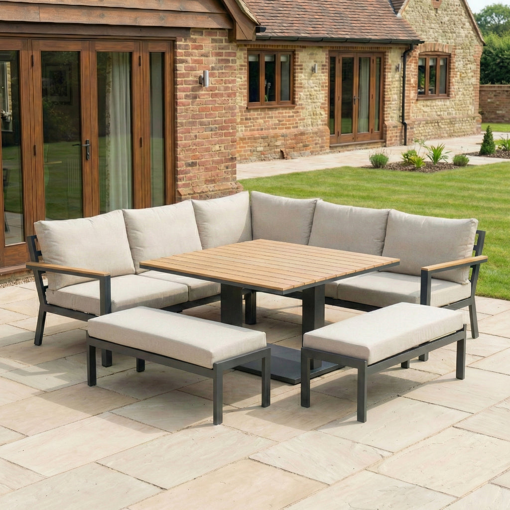 Nova Heidi Deluxe Corner Sofa Lounge Dining Set with Square Rising Table, N25003