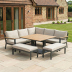 Nova Heidi Deluxe Corner Sofa Lounge Dining Set with Square Rising Table, N25003