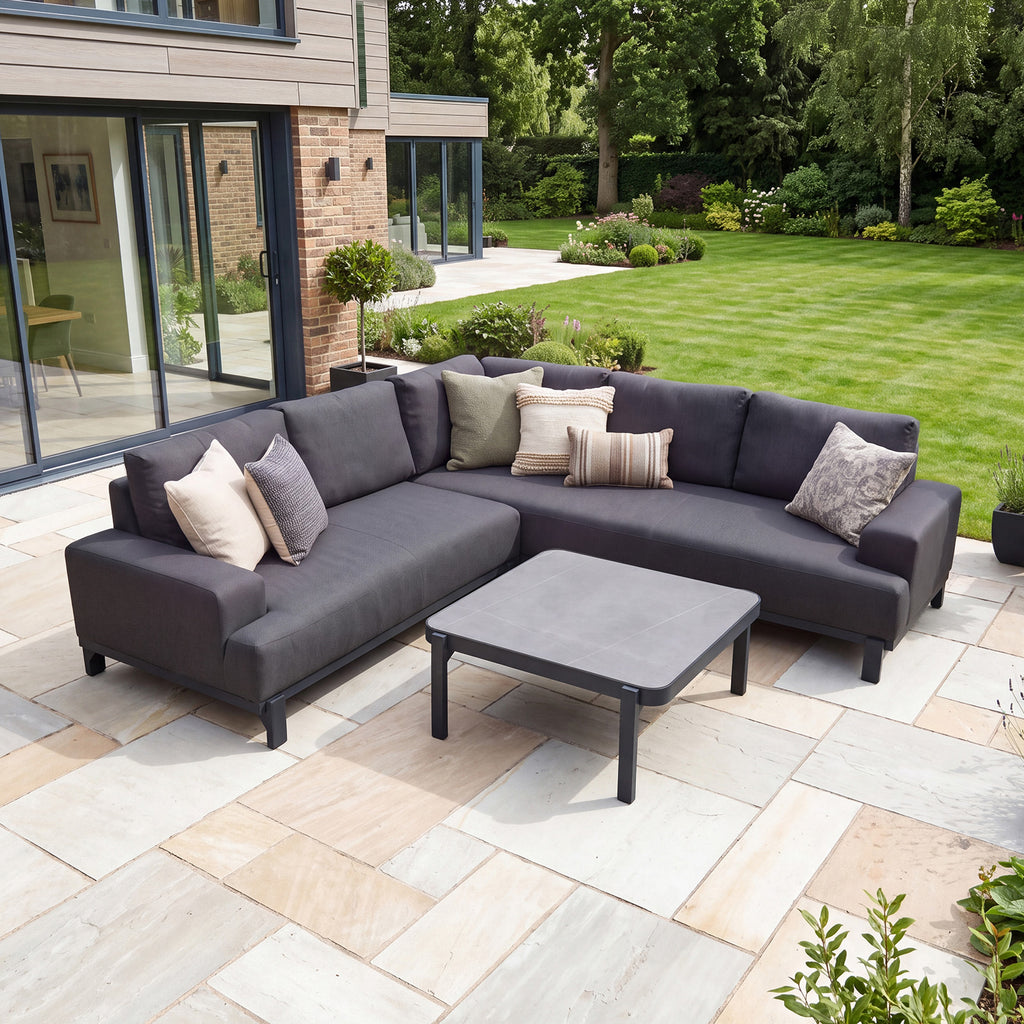 Nova Aire Corner Sofa Lounging Set with Square Coffee Table, Grey, N26034