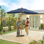 Nova Sylva Deluxe Wooden Parasol, 3m x 2m Rectangular, Navy, N15298