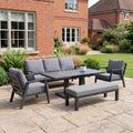 Nova Phoenix 3 Seater Sofa Lounge Dining Set with Rectangular Extending Rising Table (Plus), Grey, N27056