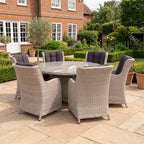 Nova Avery 6 Seat Dining Set with 1.4m Round Table (Clear Glass), Grey, N27103