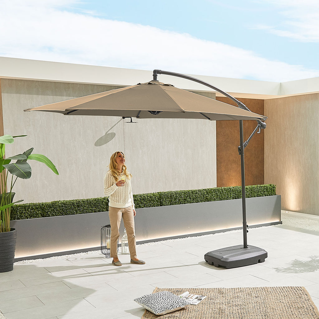 Nova Lyra Cantilever Parasol, 3m Round, Taupe, N15250