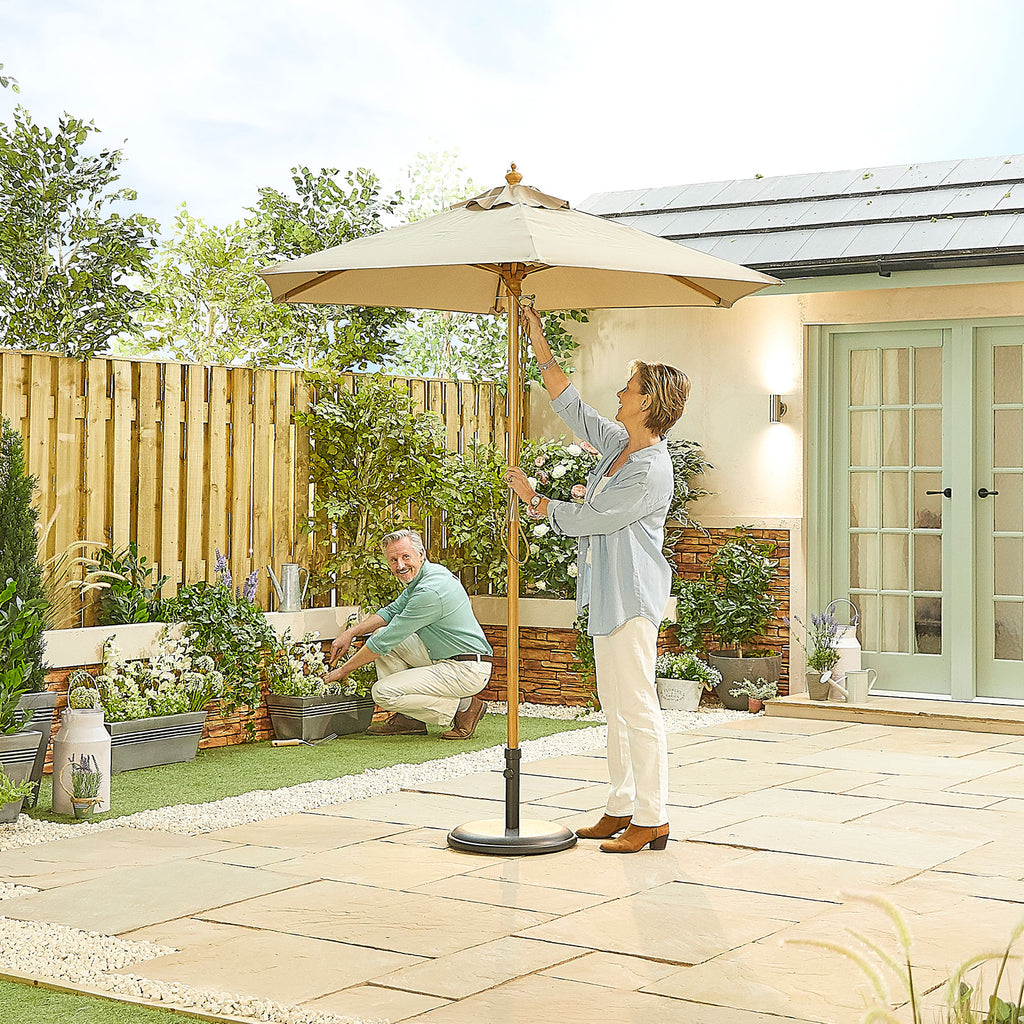 Nova Sylva Wooden Parasol, 2m Round, Taupe, N15274