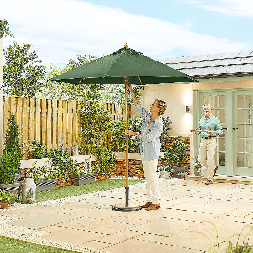 Nova Sylva Wooden Parasol, 2.5m Round, Green, N15276