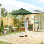 Nova Sylva Wooden Parasol, 2.5m Round, Green, N15276