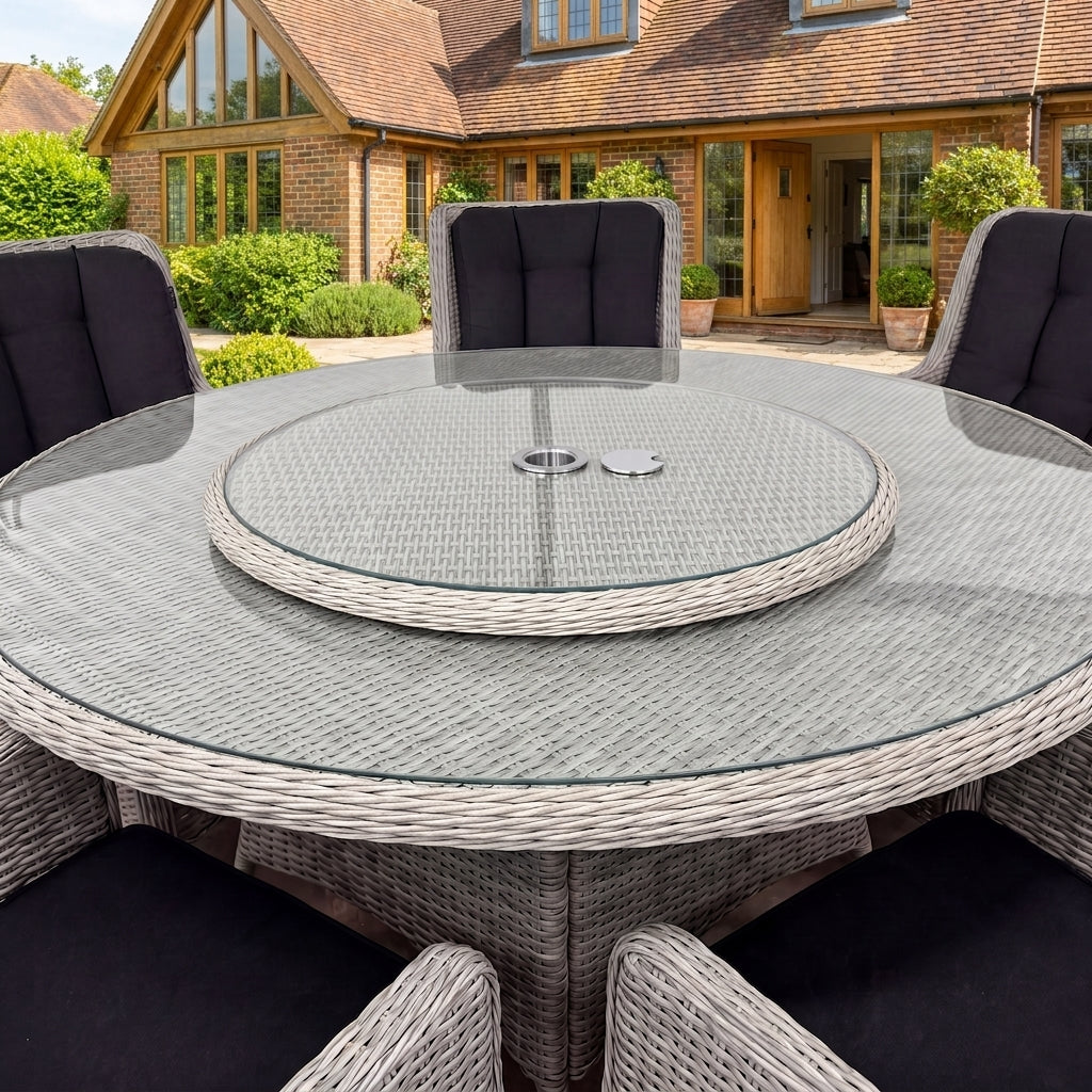 Nova Avery Lazy Susan for 8 Seat Round Dining Sets (Rattan Clear Glass), Grey, N27110