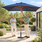 Nova Sylva Wooden Parasol, 3m x 2m Rectangular, Navy, N15293