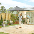 Nova Sylva Wooden Parasol, 2.5m Round, Grey, N17223