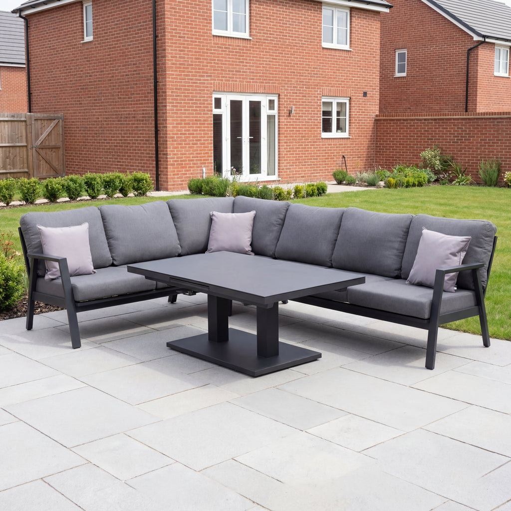 Nova Phoenix L-Shaped Corner Sofa Lounge Dining Set with Rectangular Extending Rising Table, N25020