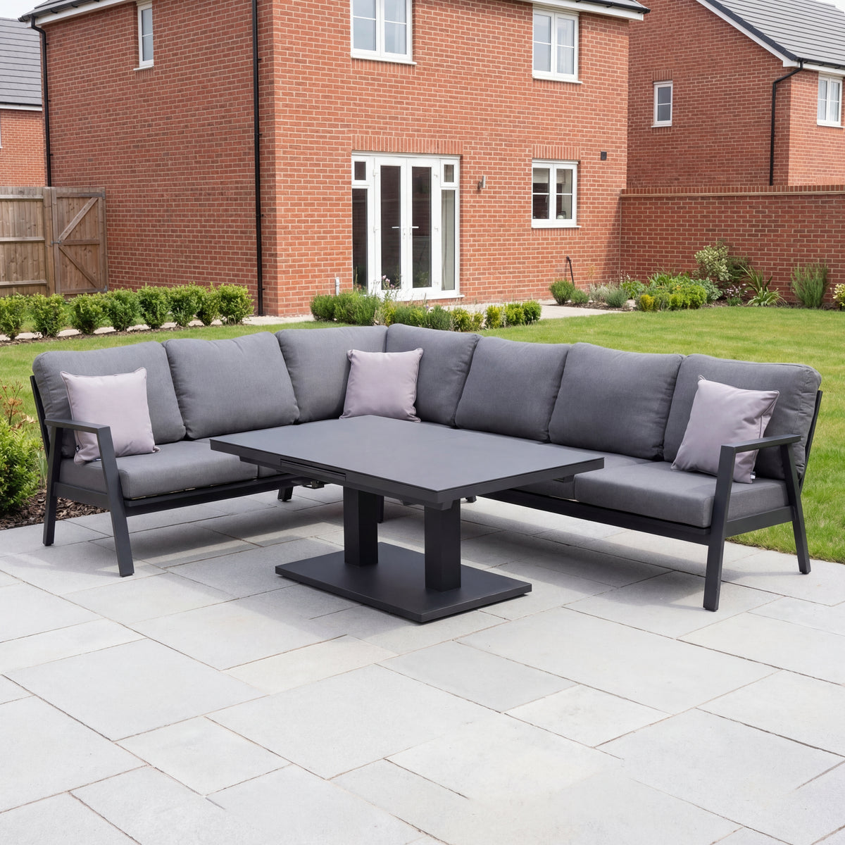 Nova Phoenix L-Shaped Corner Sofa Lounge Dining Set with Rectangular Extending Rising Table, N25020