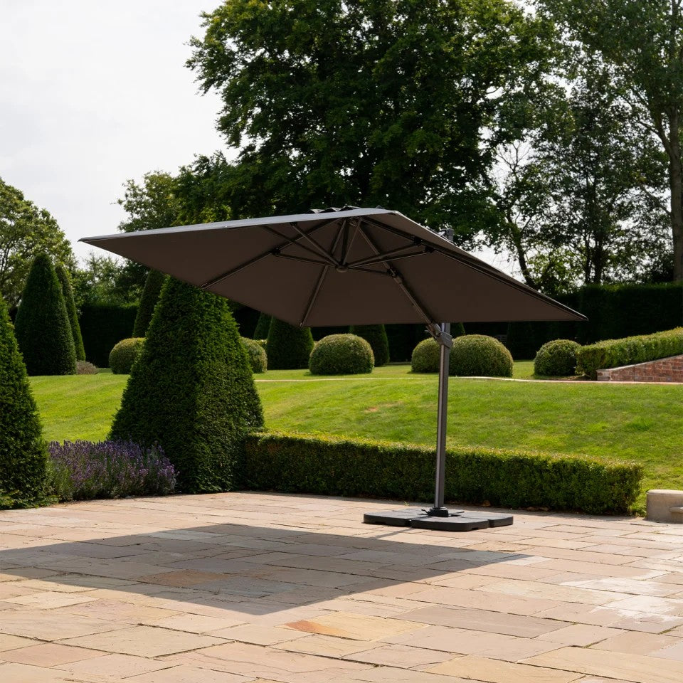 Nova Zenith LED Cantilever Parasol, 3m Square, Grey, N24089