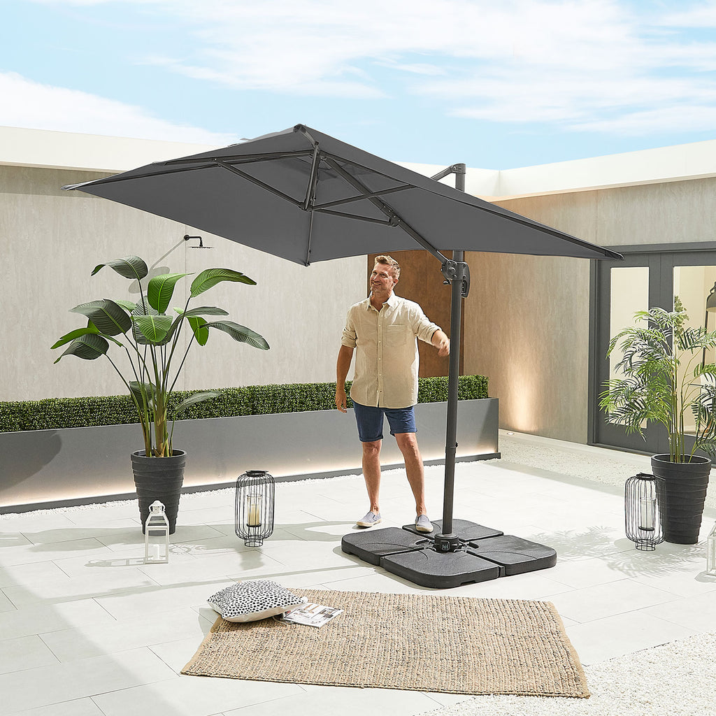 Nova Solis Cantilever Parasol, 3m x 2m Rectangular, Grey, N17664
