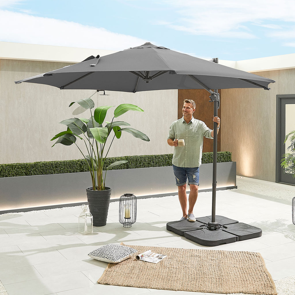 Nova Solis Cantilever Parasol, 3m Round, Grey, N17660