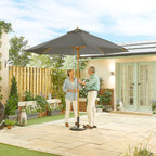 Nova Sylva Wooden Parasol, 3m Round, Grey, N17224