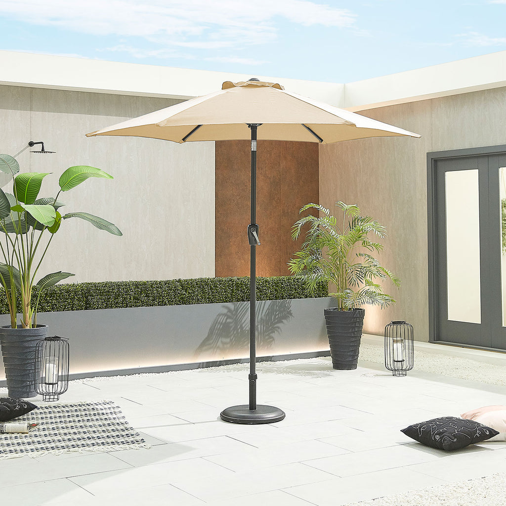 Nova Lyra Aluminium Parasol, 2.4m Round, Beige, N12092