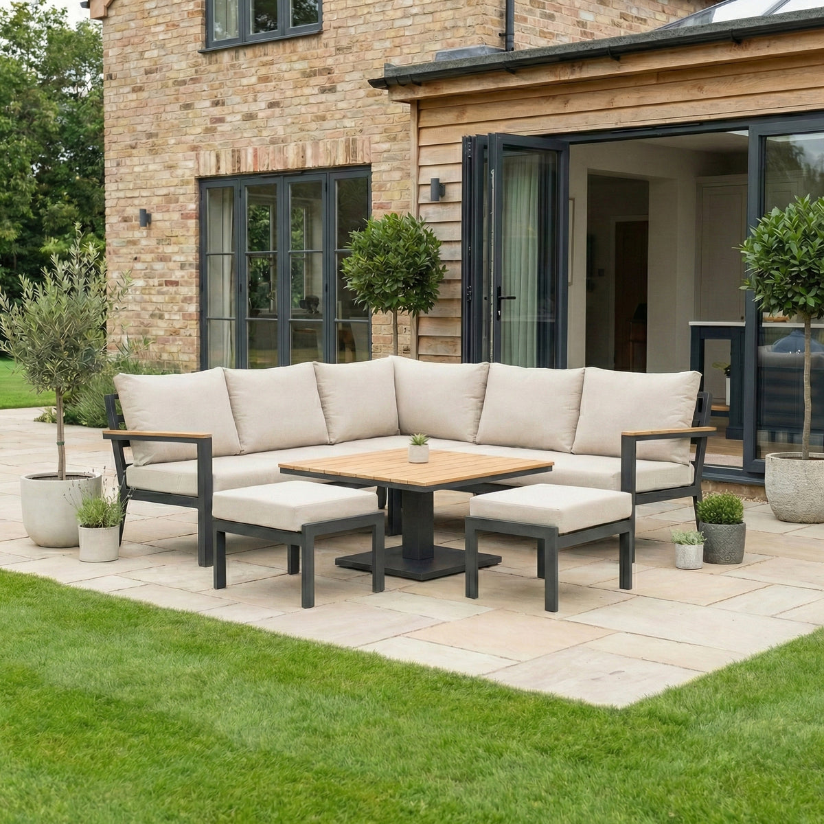 Nova Heidi Corner Sofa Lounge Dining Set with Square Rising Table, N25002