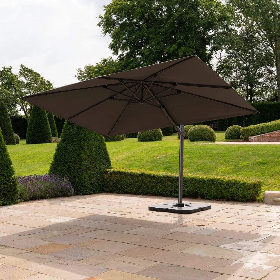 Nova Zenith LED Cantilever Parasol, 3.6m x 2.7m Rectangular, Grey, N24091
