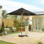 Nova Sylva Deluxe Wooden Parasol, 3m Round, Black, N15285