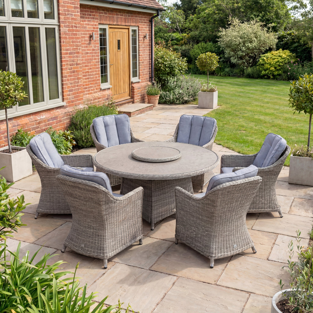 Nova Ivy 6 Seat Dining Set with 1.4m Round Table (Ceramic Glass), N26025