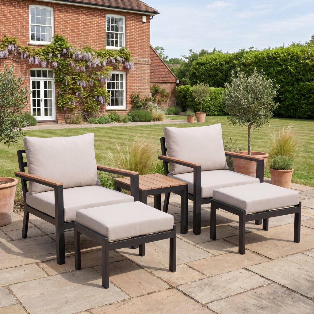 Nova Heidi 5pc Lounging Set with Square Side Table, N25010