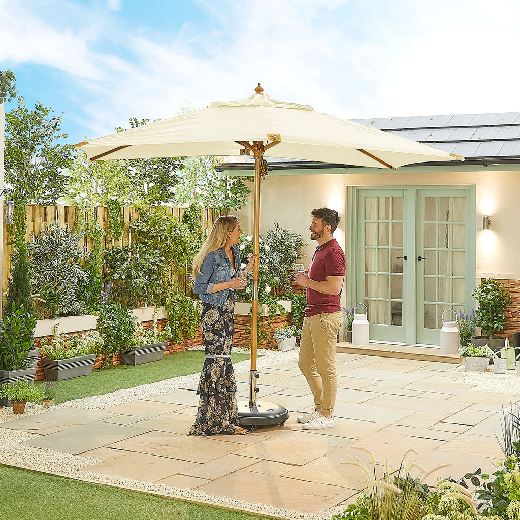 Nova Sylva Deluxe Wooden Parasol, 3m x 2m Rectangular, Natural, N15297