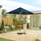 Nova Sylva Deluxe Wooden Parasol, 3m Round, Navy, N15288