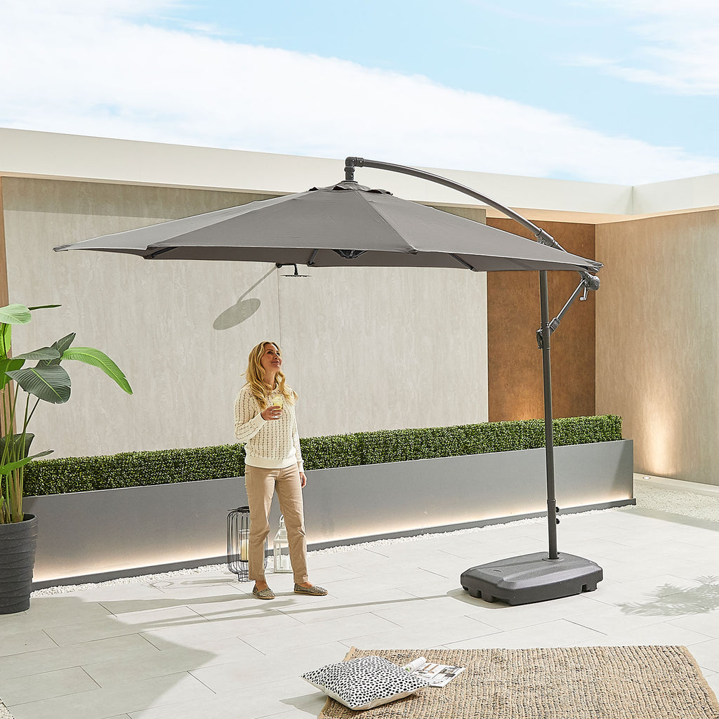 Nova Lyra Cantilever Parasol, 3m Round, Grey, N12080