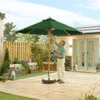 Nova Sylva Deluxe Wooden Parasol, 3m Round, Green, N15286