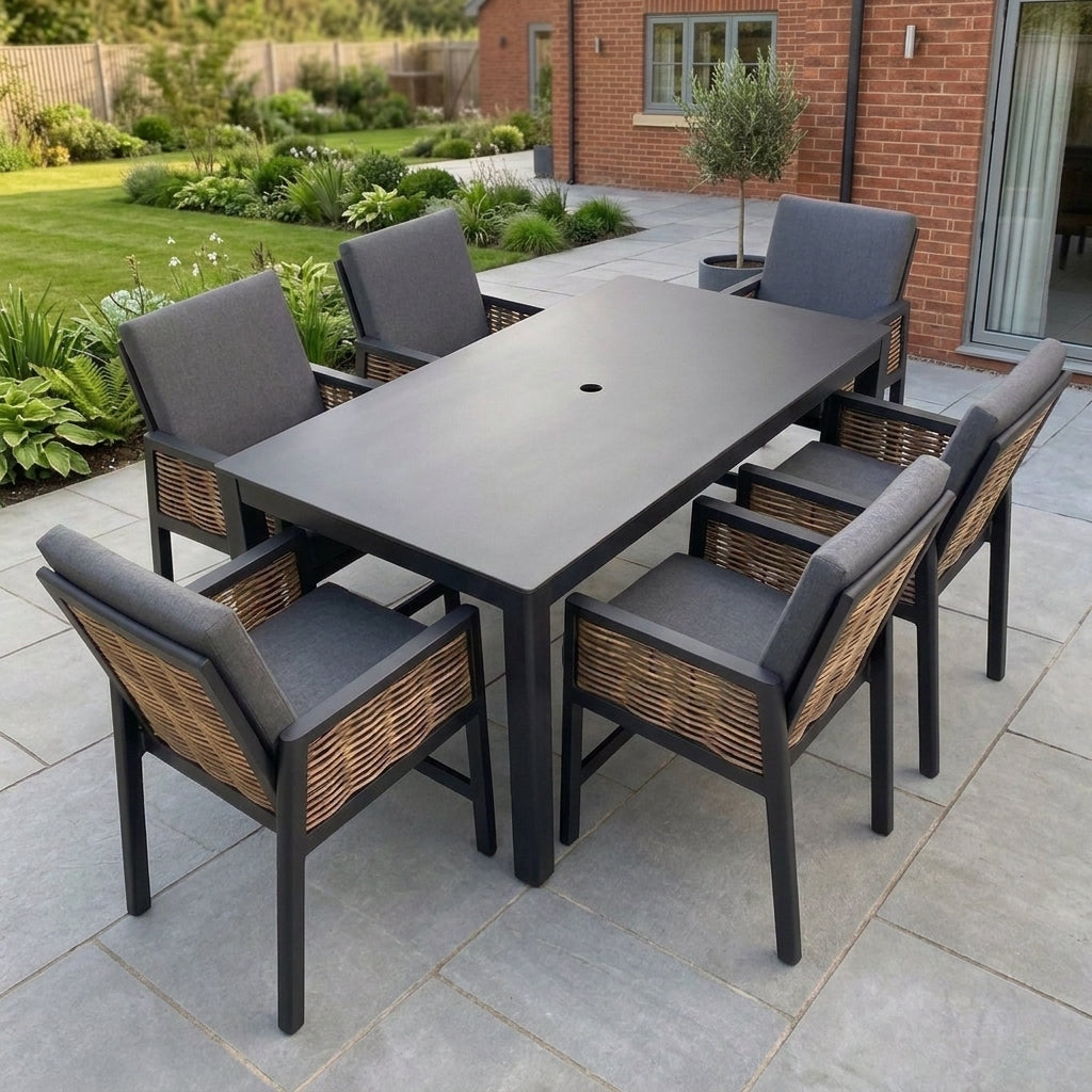 Nova Oscar 6 Seat High Dining Set with 1.8 x 0.9m Rectangular Table, Beige, N27023
