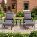 Nova Harvey 5pc Reclining Lounging Set with Round Side Table, Grey, N27010
