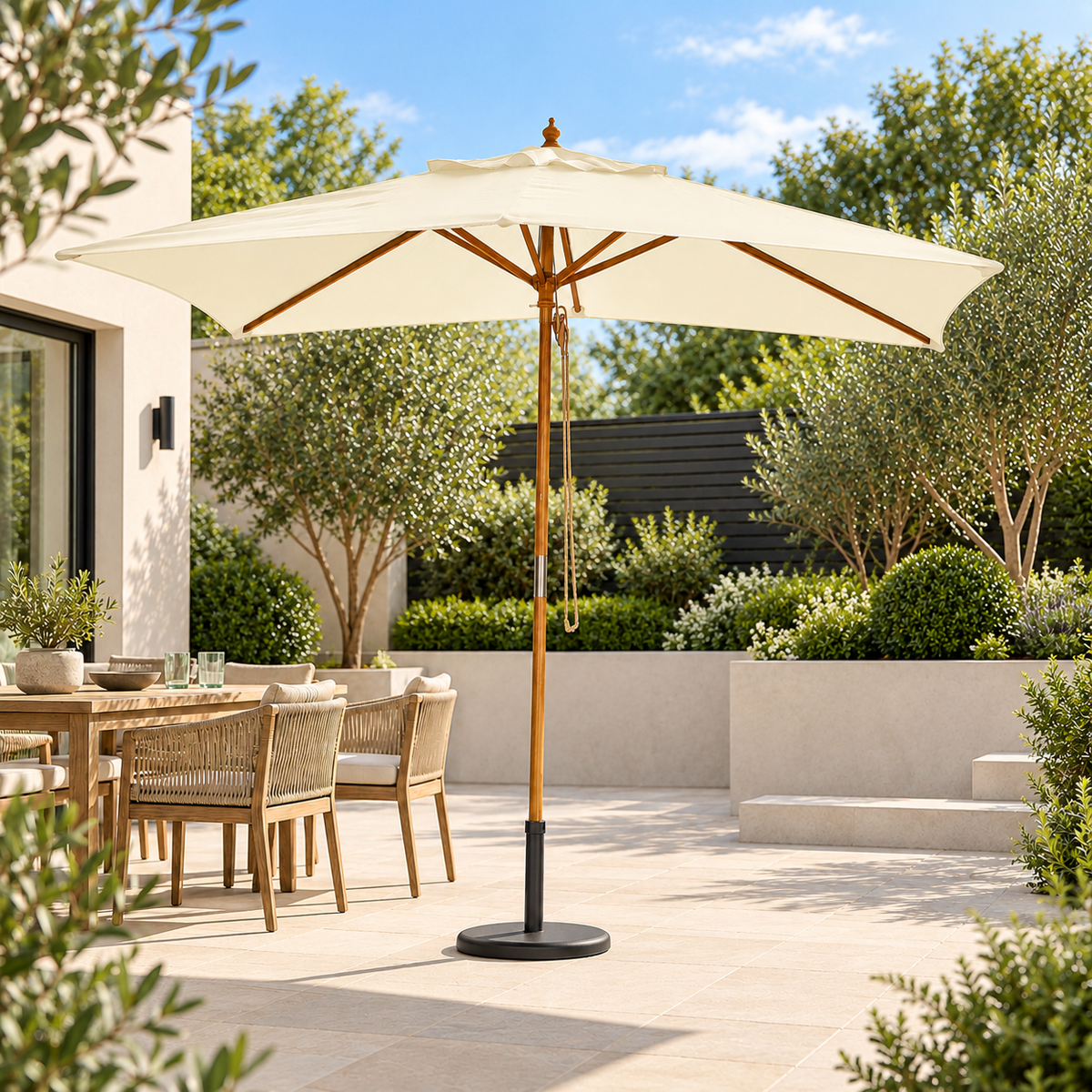 Nova Sylva Wooden Parasol, 3m x 2m Rectangular, Natural, N15292