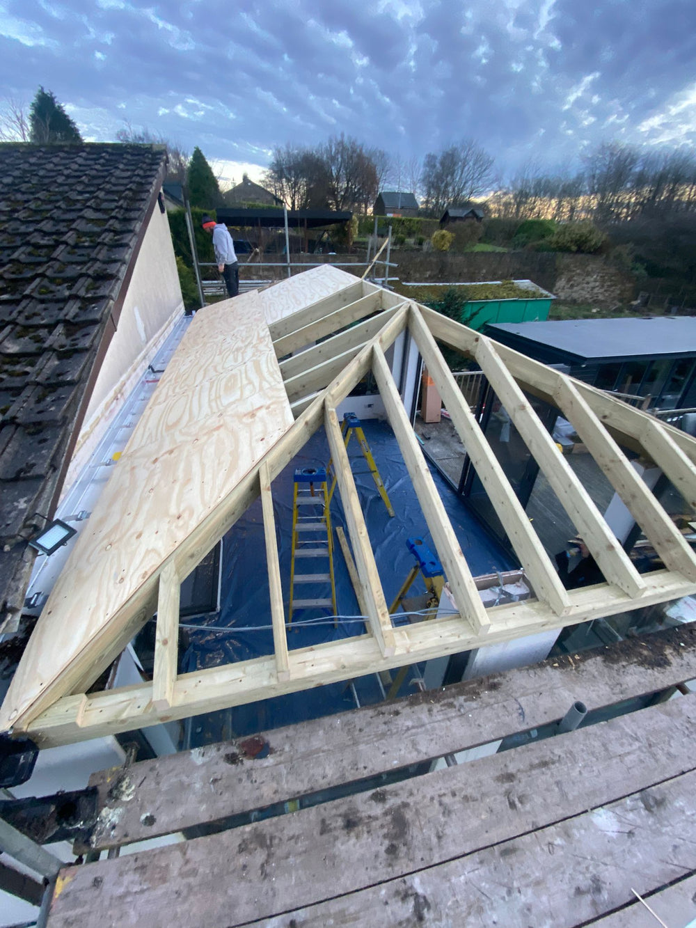 Timber roof structure taking shape
