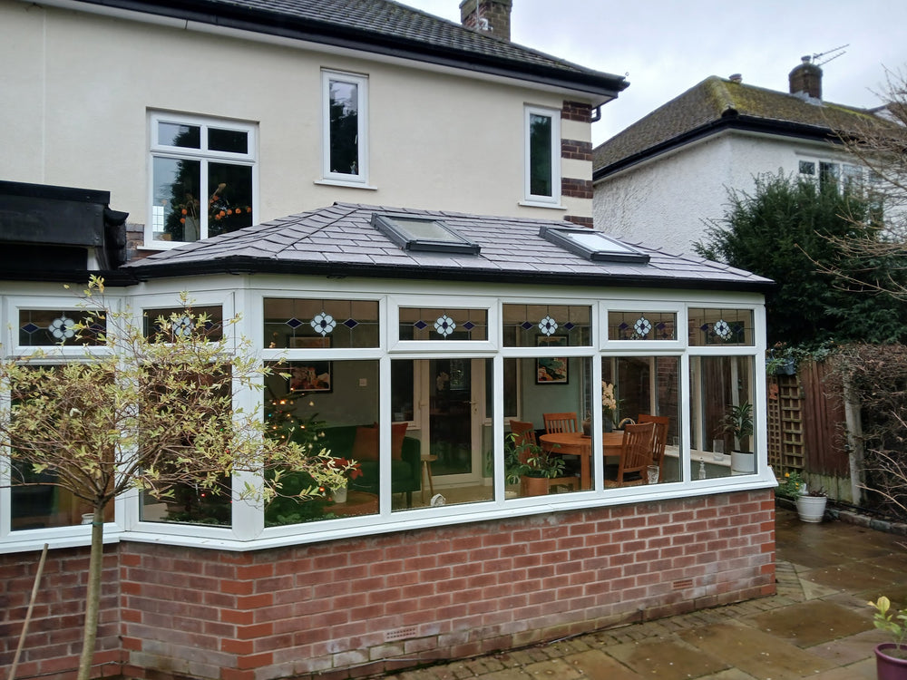 Finished tiled roof from the garden