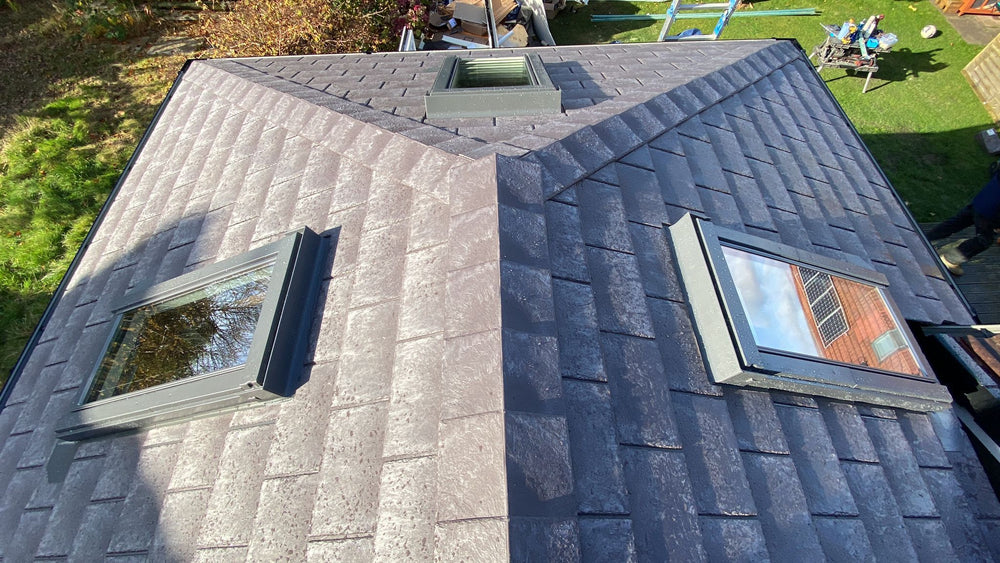 Slate and rooflights from above