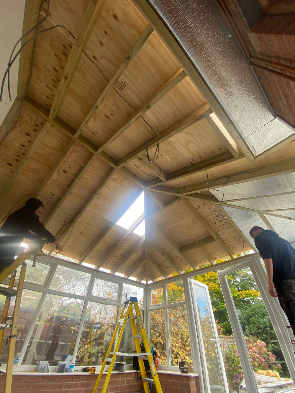New timber roof structure going up